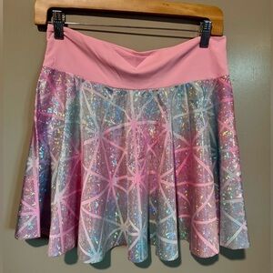 Pink and Silver Holographic Women's Skirt